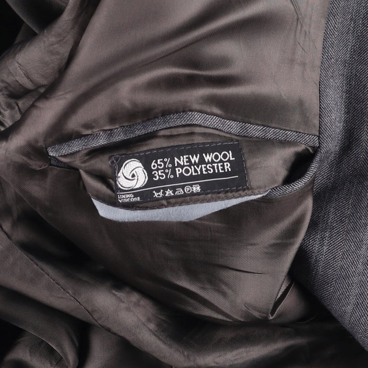 Pin Stripe Stripe Pattern Double-Breasted Peak Lapel Herringbone Wool Tailored Jacket, Made in the UK, Men's Size Medium wool gray type Vintage Second Hand