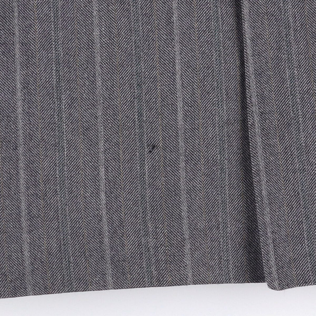 Pin Stripe Stripe Pattern Double-Breasted Peak Lapel Herringbone Wool Tailored Jacket, Made in the UK, Men's Size Medium wool gray type Vintage Second Hand