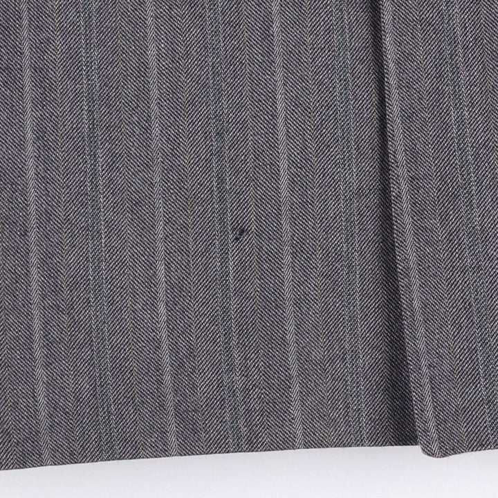 Pin Stripe Stripe Pattern Double-Breasted Peak Lapel Herringbone Wool Tailored Jacket, Made in the UK, Men's Size Medium wool gray type Vintage Second Hand