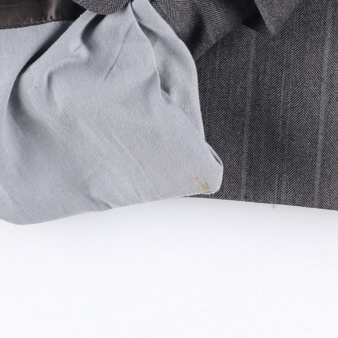 Pin Stripe Stripe Pattern Double-Breasted Peak Lapel Herringbone Wool Tailored Jacket, Made in the UK, Men's Size Medium wool gray type Vintage Second Hand
