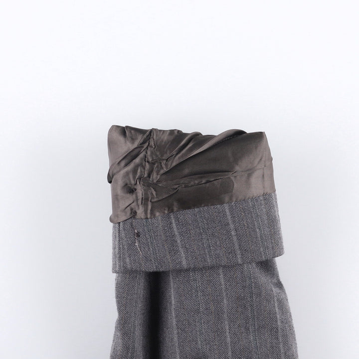 Pin Stripe Stripe Pattern Double-Breasted Peak Lapel Herringbone Wool Tailored Jacket, Made in the UK, Men's Size Medium wool gray type Vintage Second Hand