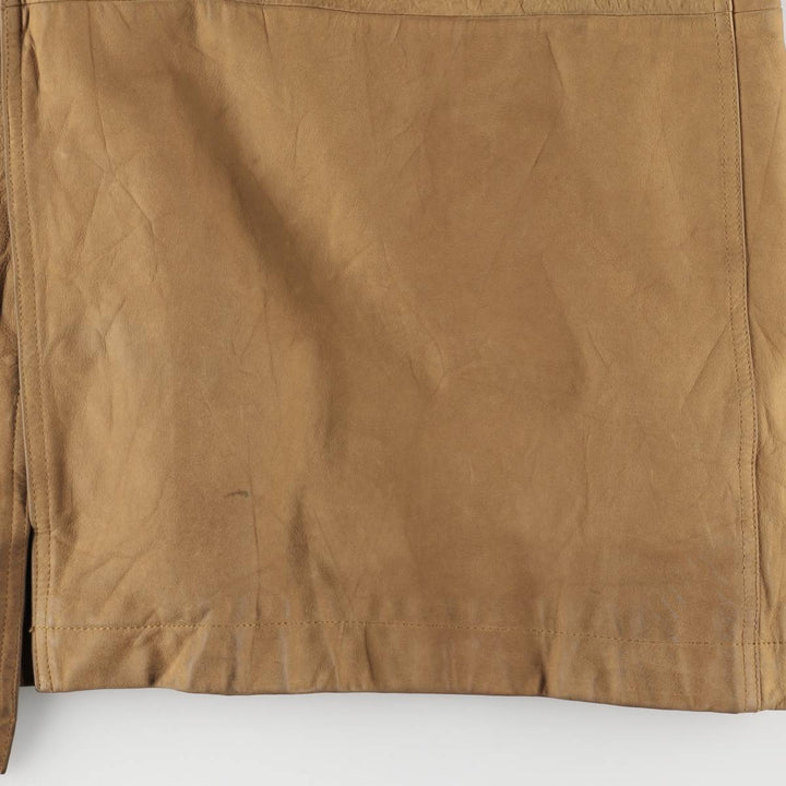 90s-00'S Timberland WEATHERGEAR Leather Long Coat, Men's Size L genuine leather beige type brown Vintage Second Hand