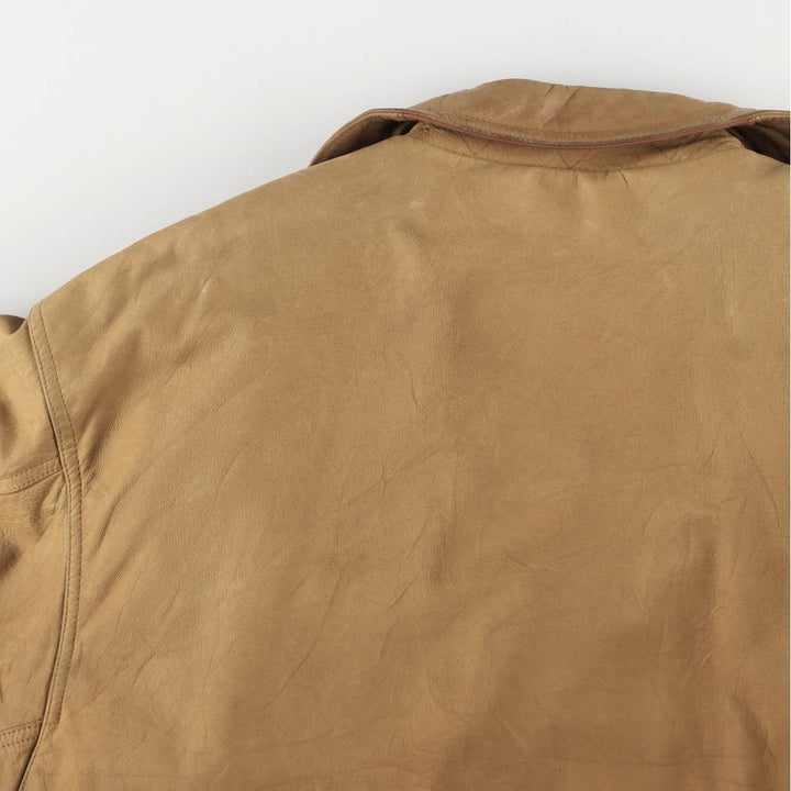 90s-00'S Timberland WEATHERGEAR Leather Long Coat, Men's Size L genuine leather beige type brown Vintage Second Hand