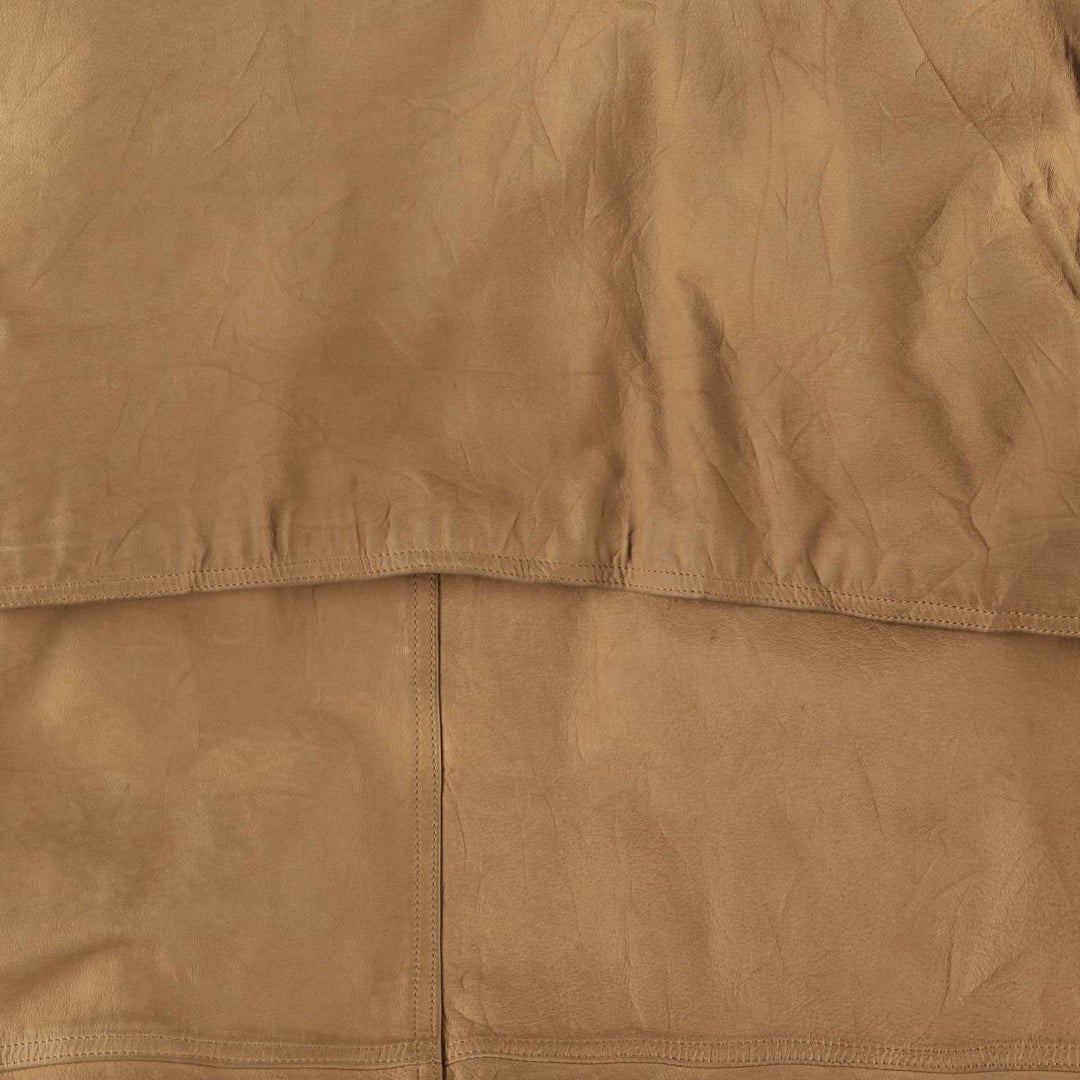 90s-00'S Timberland WEATHERGEAR Leather Long Coat, Men's Size L genuine leather beige type brown Vintage Second Hand