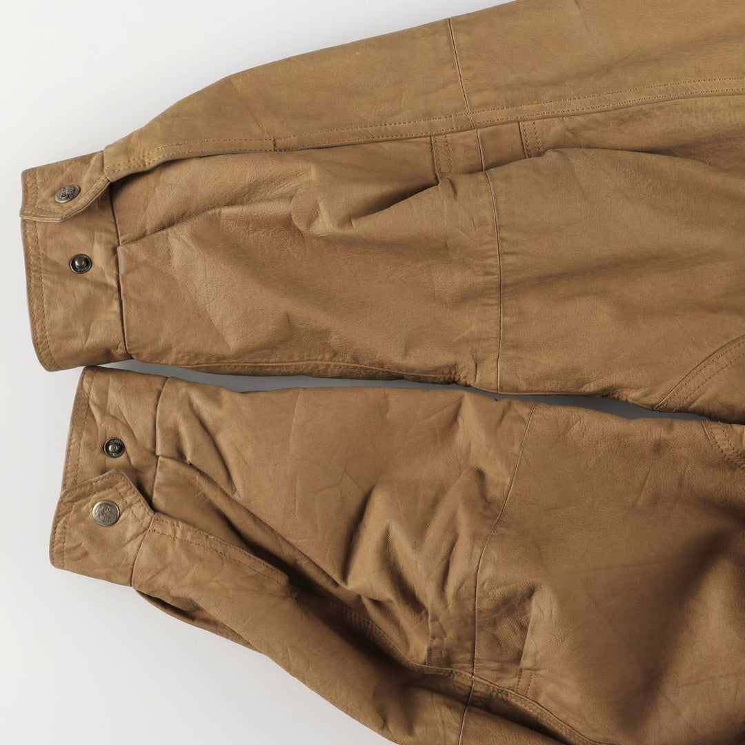 90s-00'S Timberland WEATHERGEAR Leather Long Coat, Men's Size L genuine leather beige type brown Vintage Second Hand