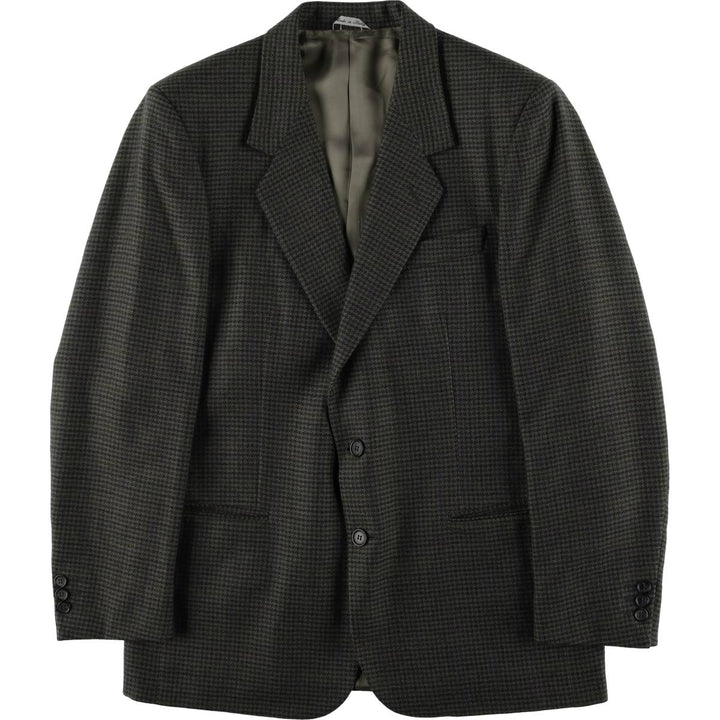 ALTA MODA Derby CARIGNANO 1888 Houndstooth Pattern Check Pattern Wool Tailored Jacket, Made in Italy, Men's Size L wool Khaki type Vintage Second Hand