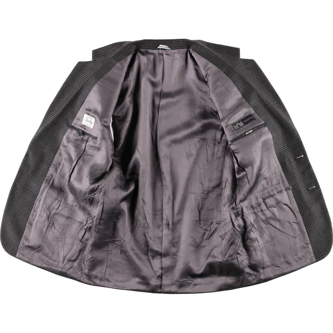 ALTA MODA Derby CARIGNANO 1888 Houndstooth Pattern Check Pattern Wool Tailored Jacket, Made in Italy, Men's Size L wool Khaki type Vintage Second Hand