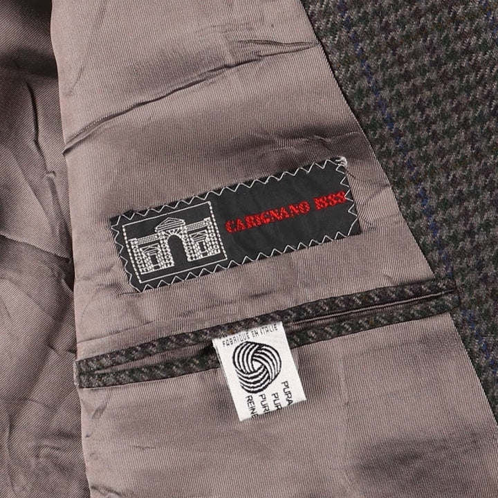 ALTA MODA Derby CARIGNANO 1888 Houndstooth Pattern Check Pattern Wool Tailored Jacket, Made in Italy, Men's Size L wool Khaki type Vintage Second Hand