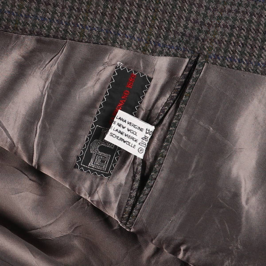 ALTA MODA Derby CARIGNANO 1888 Houndstooth Pattern Check Pattern Wool Tailored Jacket, Made in Italy, Men's Size L wool Khaki type Vintage Second Hand