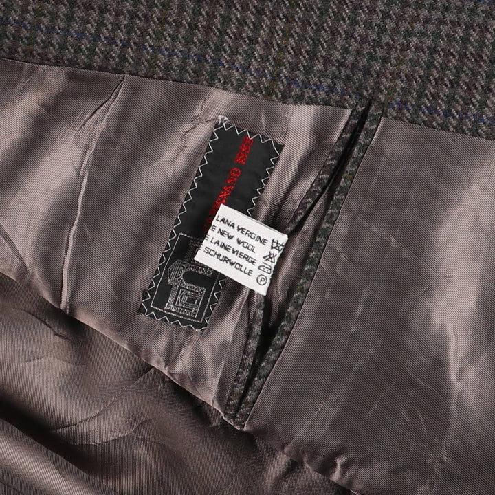 ALTA MODA Derby CARIGNANO 1888 Houndstooth Pattern Check Pattern Wool Tailored Jacket, Made in Italy, Men's Size L wool Khaki type Vintage Second Hand