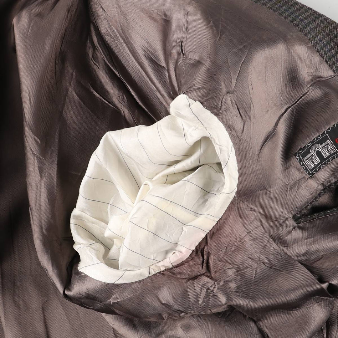 ALTA MODA Derby CARIGNANO 1888 Houndstooth Pattern Check Pattern Wool Tailored Jacket, Made in Italy, Men's Size L wool Khaki type Vintage Second Hand