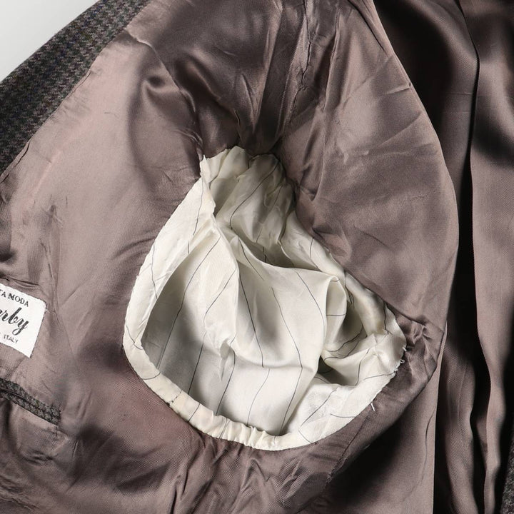 ALTA MODA Derby CARIGNANO 1888 Houndstooth Pattern Check Pattern Wool Tailored Jacket, Made in Italy, Men's Size L wool Khaki type Vintage Second Hand