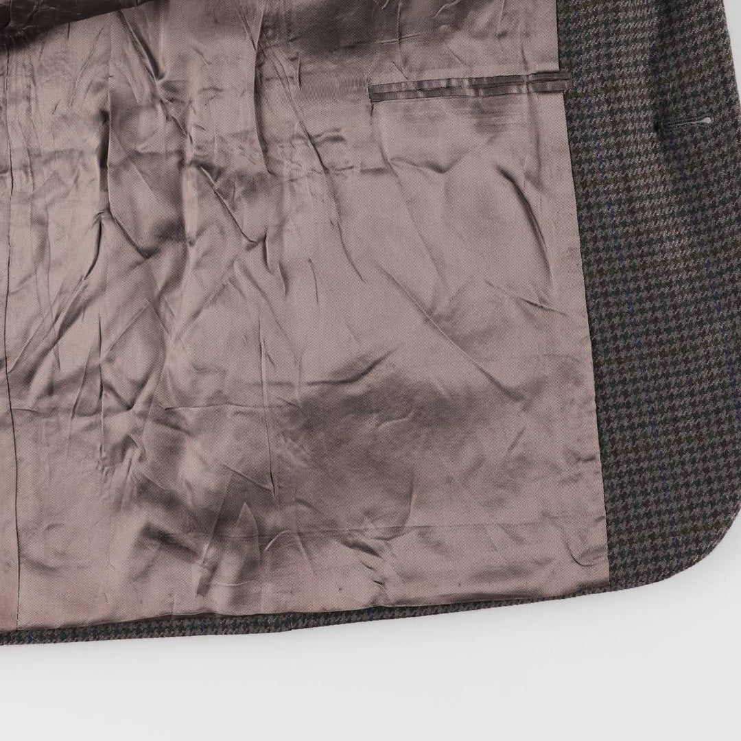 ALTA MODA Derby CARIGNANO 1888 Houndstooth Pattern Check Pattern Wool Tailored Jacket, Made in Italy, Men's Size L wool Khaki type Vintage Second Hand