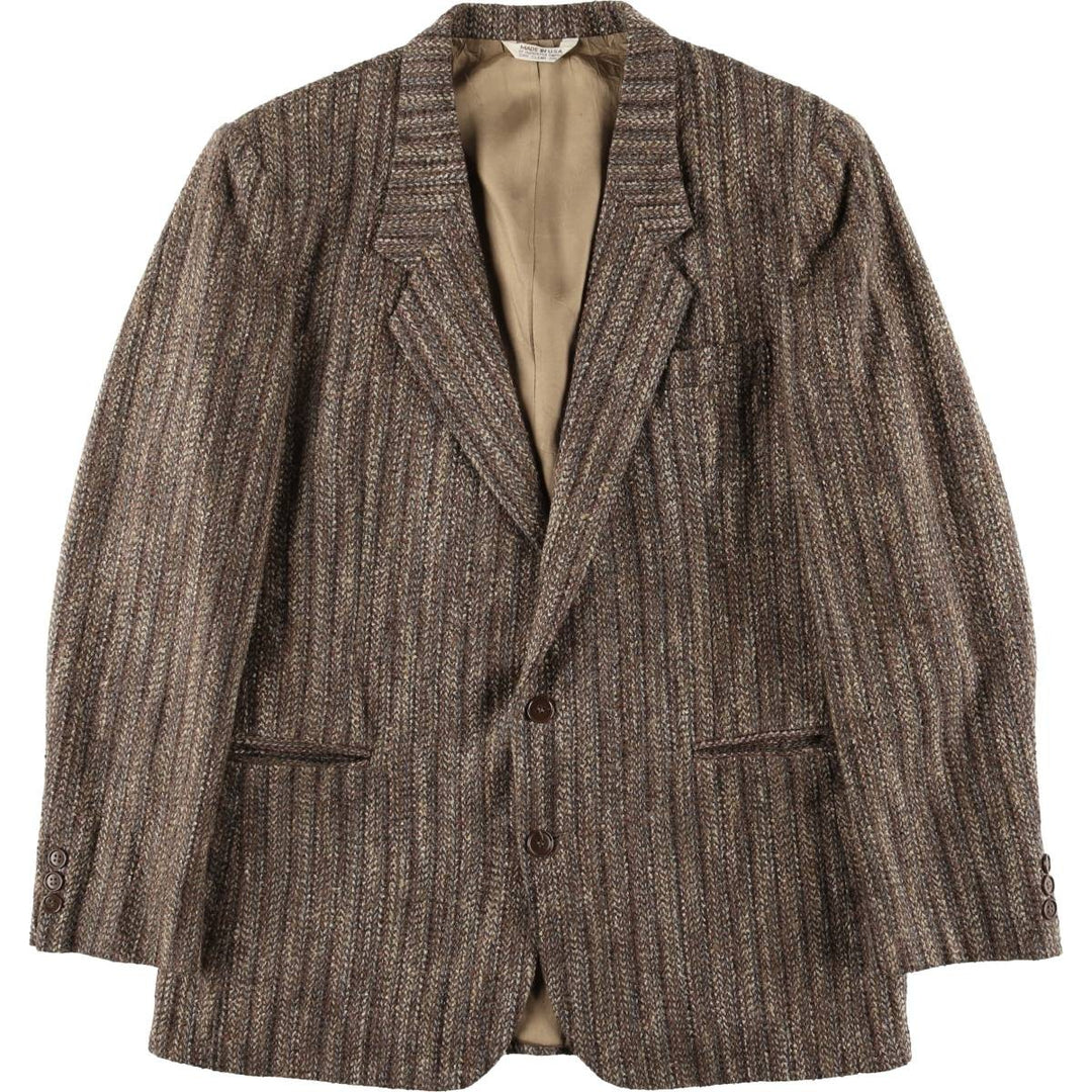 Vintage Le Tigre Striped Tweed Jacket, Made in USA, Men's Size Medium unclear brown type Vintage Second Hand