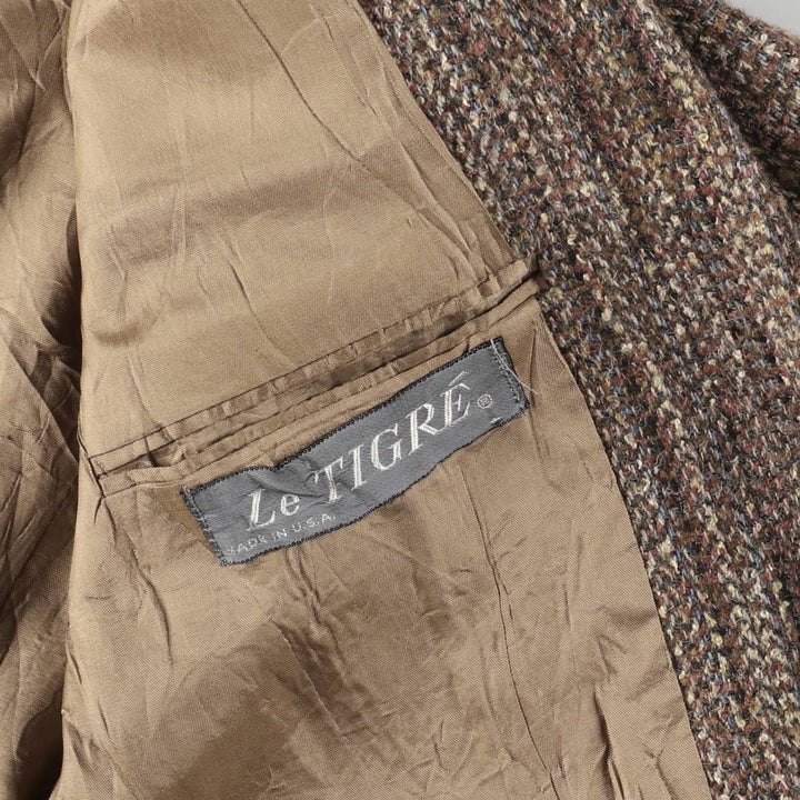 Vintage Le Tigre Striped Tweed Jacket, Made in USA, Men's Size Medium unclear brown type Vintage Second Hand