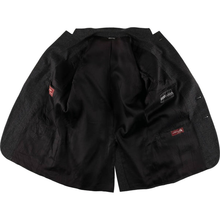 1970'S Ralph Lauren Chaps Striped Wool Tailored Jacket, Made in USA, Men's Size L wool Charcoal Vintage Second Hand