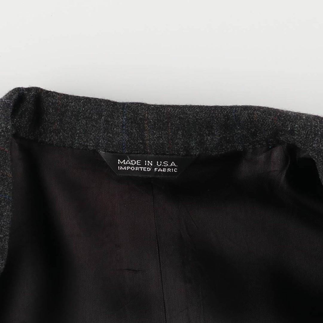 1970'S Ralph Lauren Chaps Striped Wool Tailored Jacket, Made in USA, Men's Size L wool Charcoal Vintage Second Hand