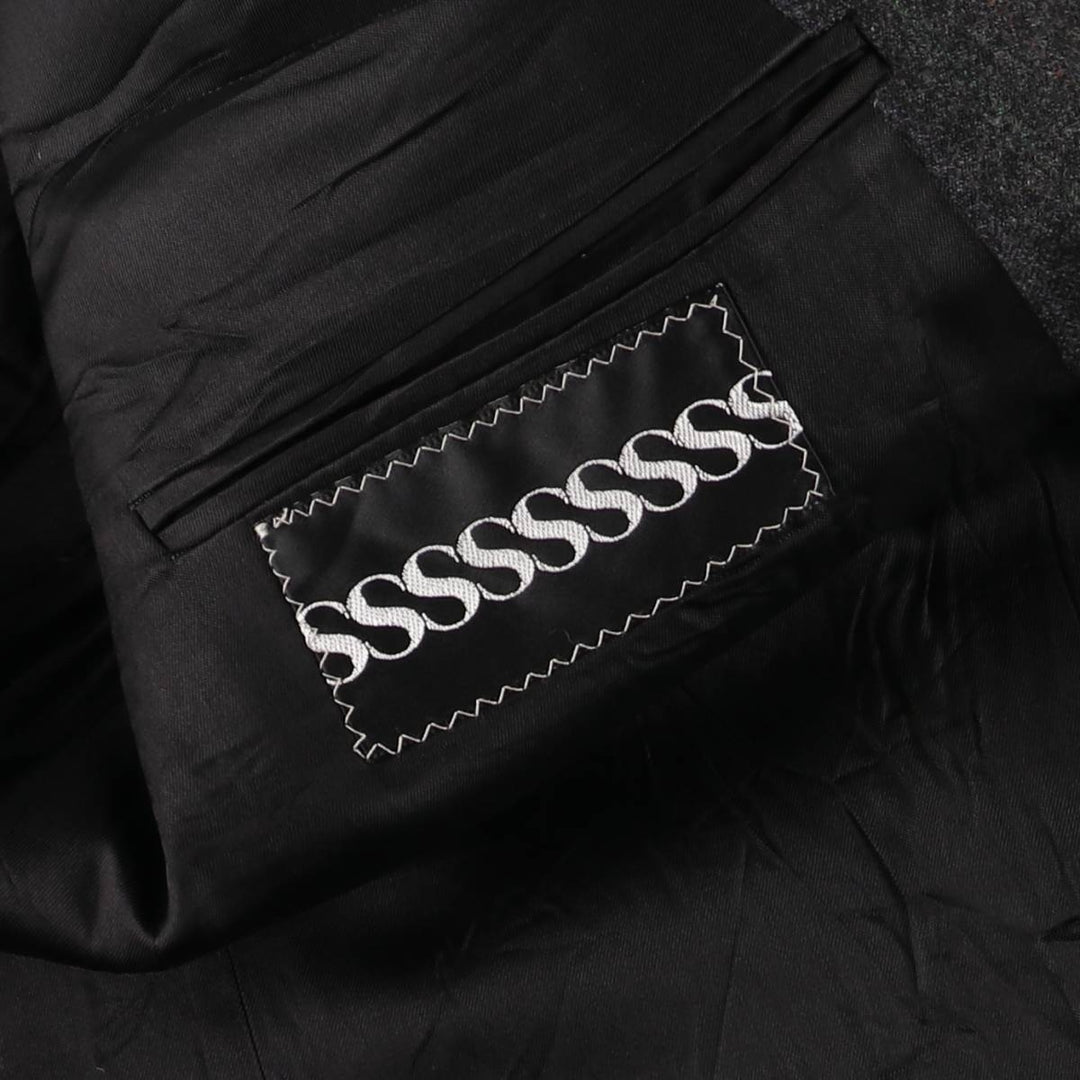 1970'S Ralph Lauren Chaps Striped Wool Tailored Jacket, Made in USA, Men's Size L wool Charcoal Vintage Second Hand