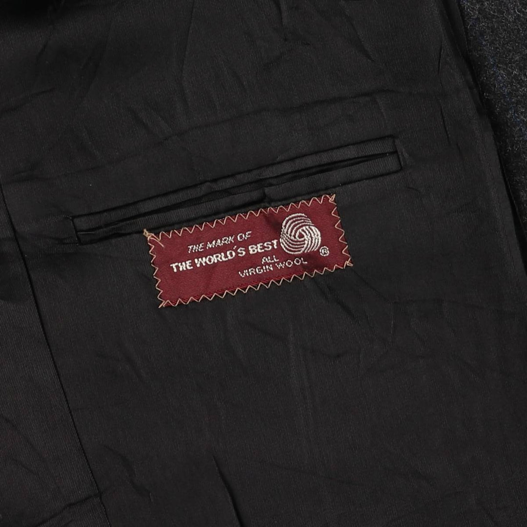 1970'S Ralph Lauren Chaps Striped Wool Tailored Jacket, Made in USA, Men's Size L wool Charcoal Vintage Second Hand