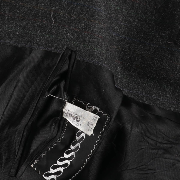 1970'S Ralph Lauren Chaps Striped Wool Tailored Jacket, Made in USA, Men's Size L wool Charcoal Vintage Second Hand