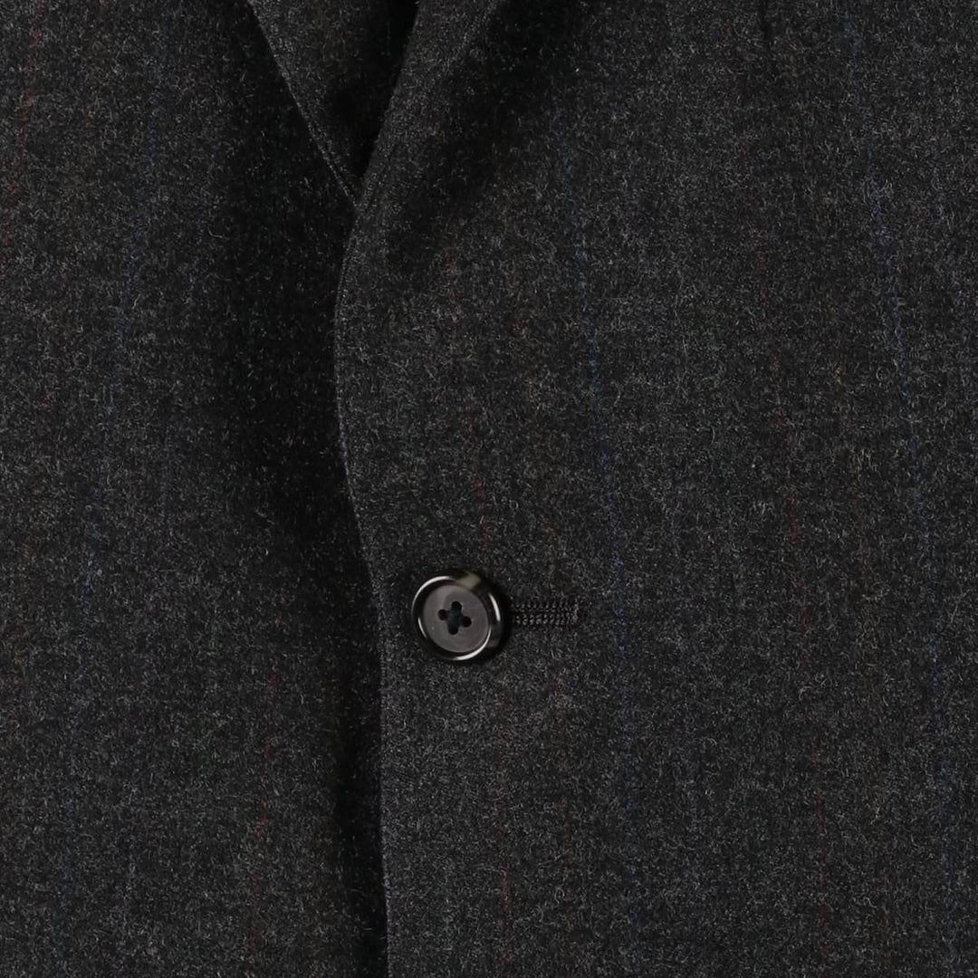 1970'S Ralph Lauren Chaps Striped Wool Tailored Jacket, Made in USA, Men's Size L wool Charcoal Vintage Second Hand