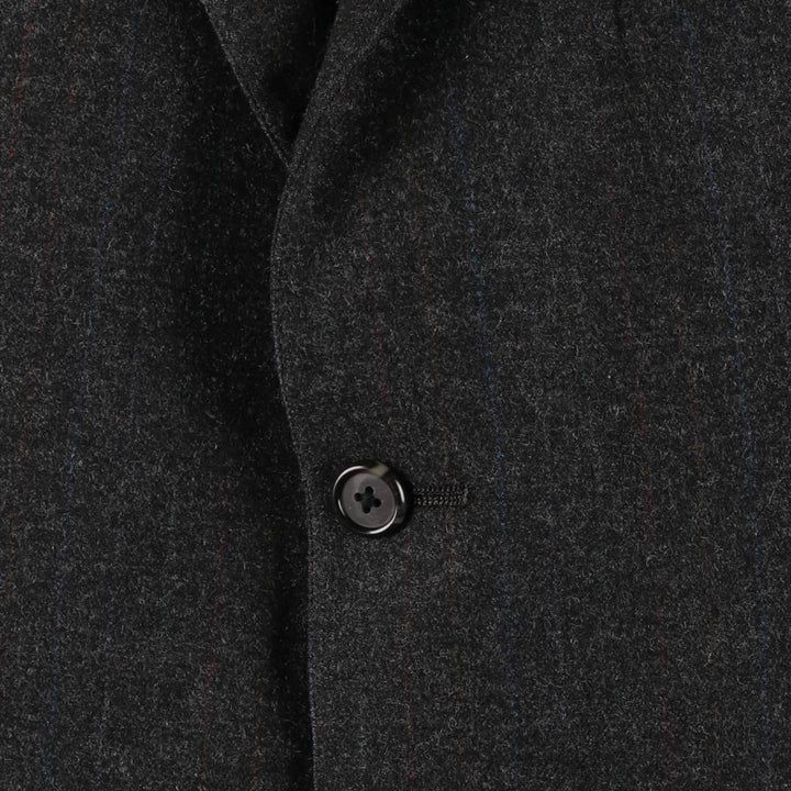 1970'S Ralph Lauren Chaps Striped Wool Tailored Jacket, Made in USA, Men's Size L wool Charcoal Vintage Second Hand