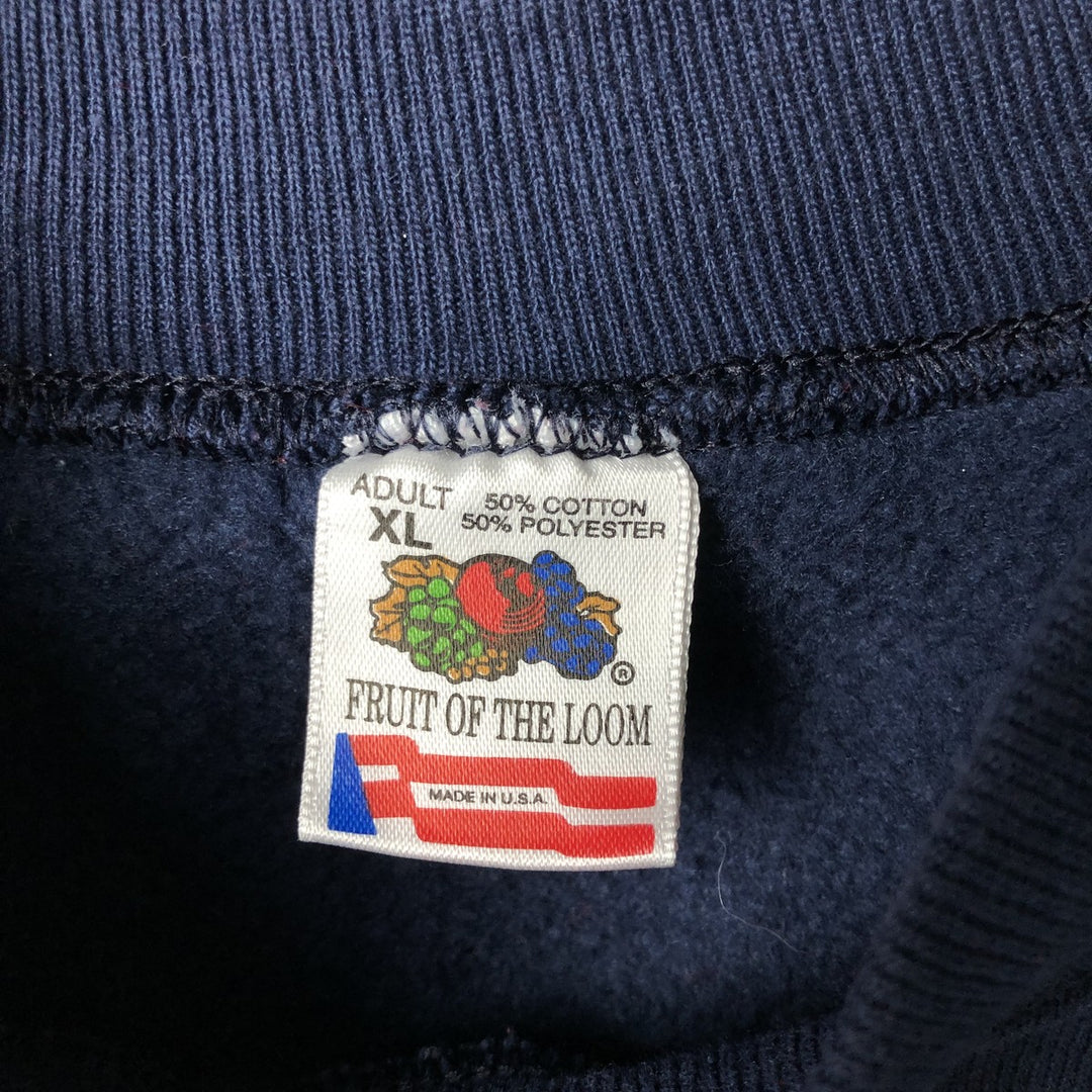 Vintage 80's Fruit of the Loom printed sweatshirt, made in the USA, size XL for men cotton navy blue type Vintage Second Hand