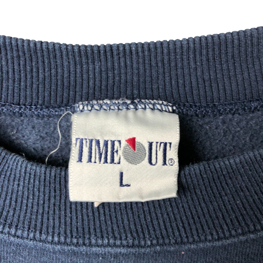 Vintage 90'S TIME UT logo sweatshirt, made in the USA, size L, men's cotton navy blue type Vintage Second Hand