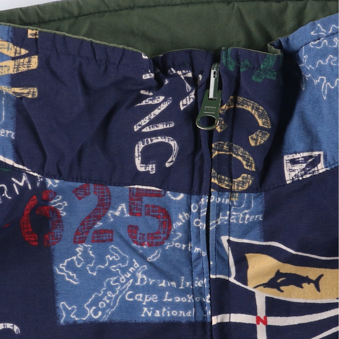 Vintage 90'S NAUTICA all-over print reversible zip-up jacket, men's size XL Nylon navy blue type Vintage Second Hand