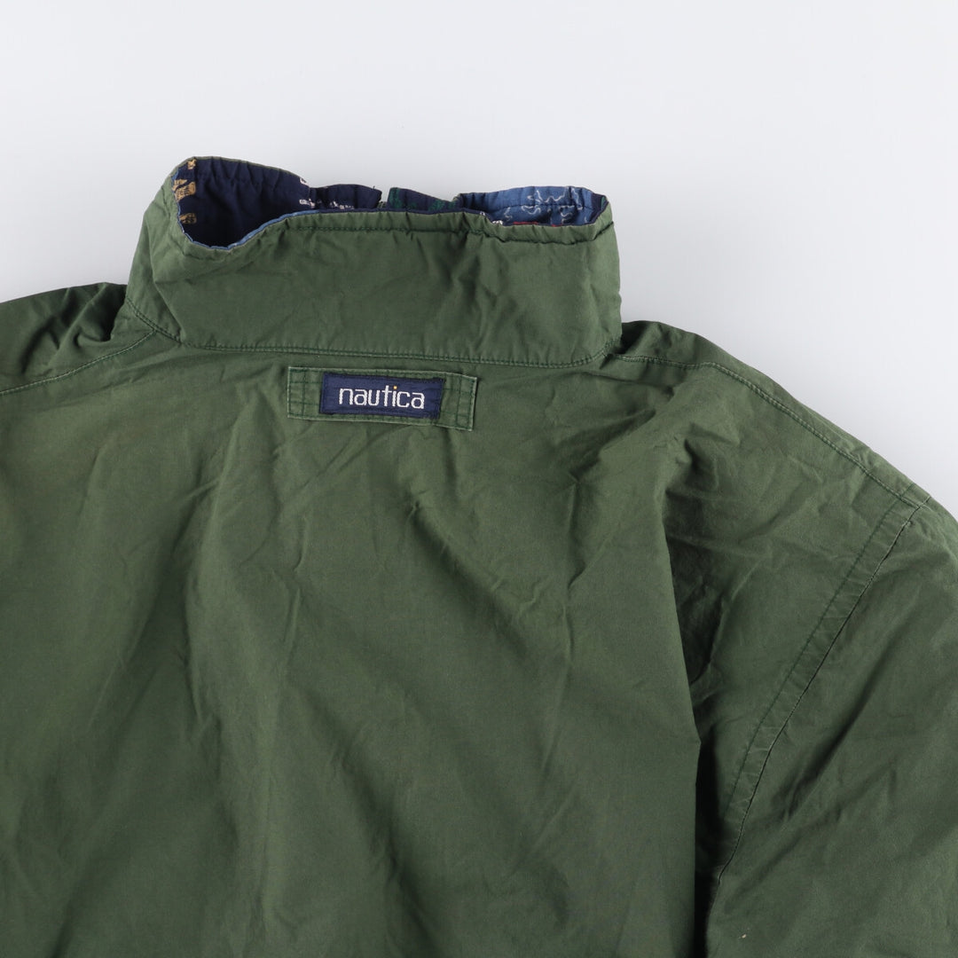 Vintage 90'S NAUTICA all-over print reversible zip-up jacket, men's size XL Nylon navy blue type Vintage Second Hand
