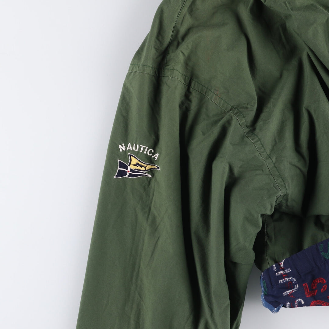 Vintage 90'S NAUTICA all-over print reversible zip-up jacket, men's size XL Nylon navy blue type Vintage Second Hand