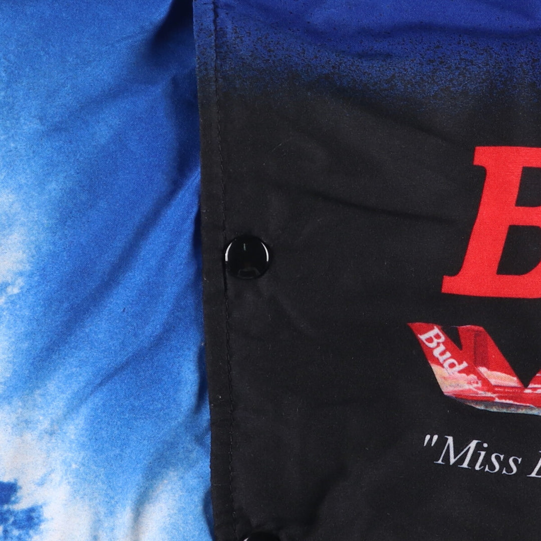 Vintage Budweiser Advertising Large Print Racing Jacket, Made in USA, Men's XL unclear blue type Vintage Second Hand