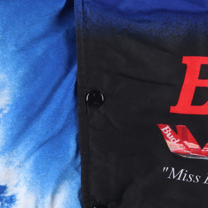 Vintage Budweiser Advertising Large Print Racing Jacket, Made in USA, Men's XL unclear blue type Vintage Second Hand