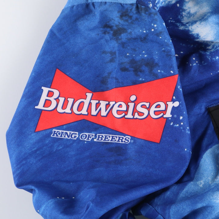 Vintage Budweiser Advertising Large Print Racing Jacket, Made in USA, Men's XL unclear blue type Vintage Second Hand