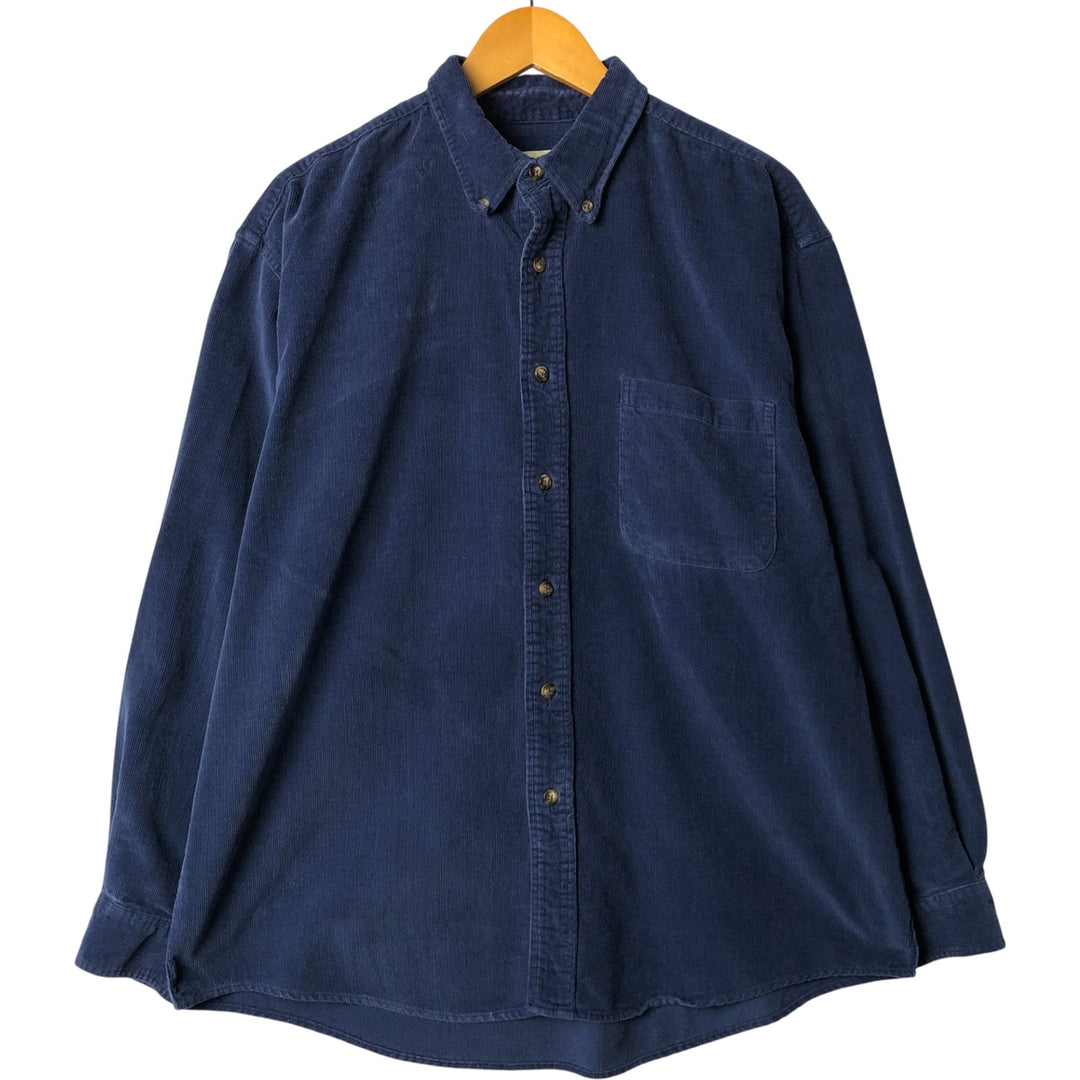 Eddie Bauer Long Sleeve Button Down Corduroy Shirt, Men's Size L cotton blue type Vintage Second Hand