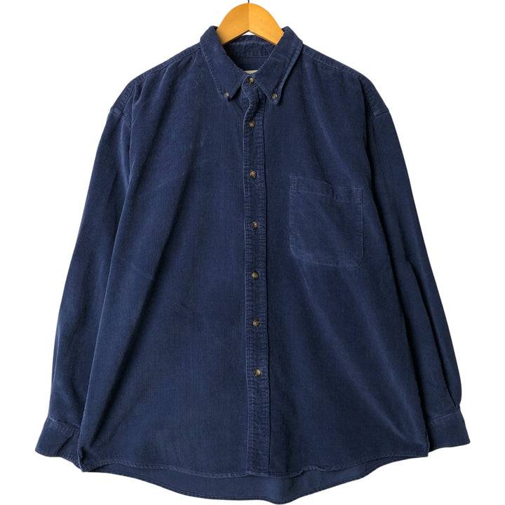 Eddie Bauer Long Sleeve Button Down Corduroy Shirt, Men's Size L cotton blue type Vintage Second Hand