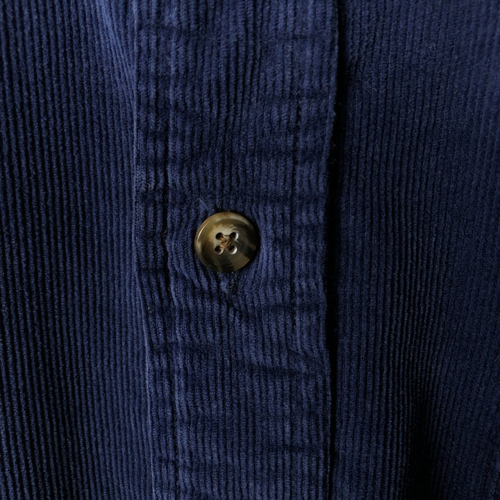 Eddie Bauer Long Sleeve Button Down Corduroy Shirt, Men's Size L cotton blue type Vintage Second Hand