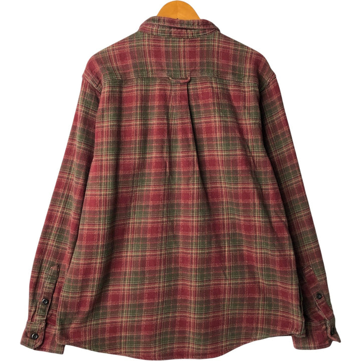 ORVIS Long Sleeve Flannel Check Shirt, Men's XL Size cotton red type Vintage Second Hand