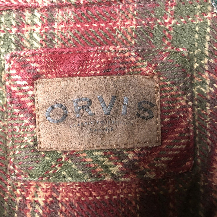 ORVIS Long Sleeve Flannel Check Shirt, Men's XL Size cotton red type Vintage Second Hand
