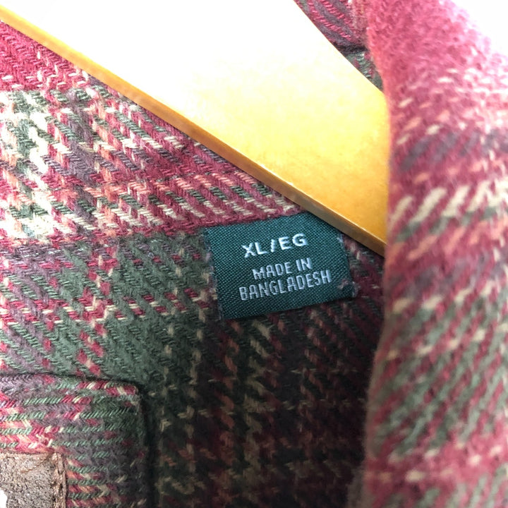 ORVIS Long Sleeve Flannel Check Shirt, Men's XL Size cotton red type Vintage Second Hand