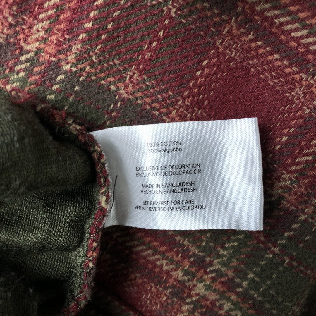 ORVIS Long Sleeve Flannel Check Shirt, Men's XL Size cotton red type Vintage Second Hand
