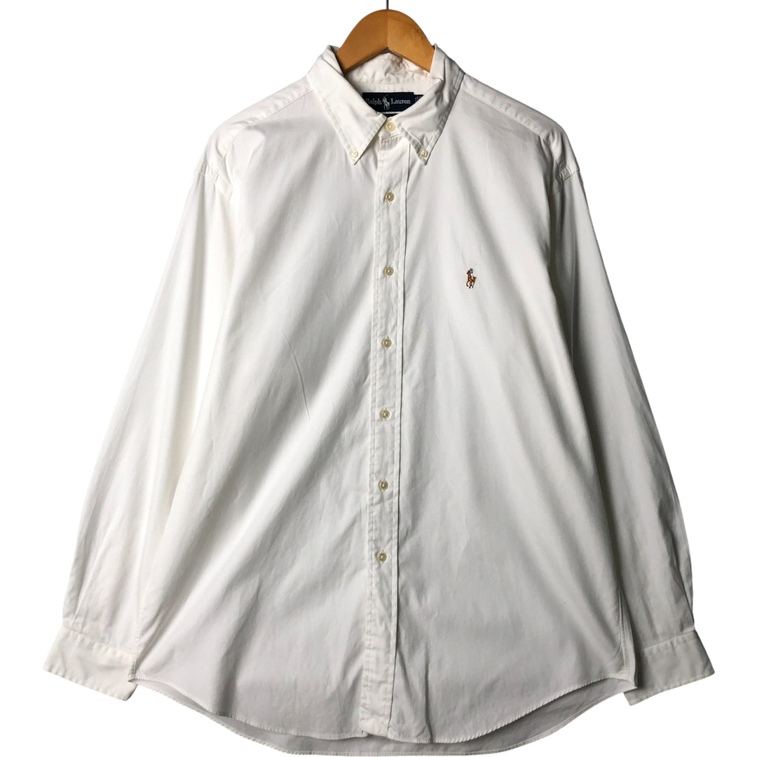 Ralph Lauren YARMOUTH long sleeve button down shirt, men's size L cotton white type Vintage Second Hand