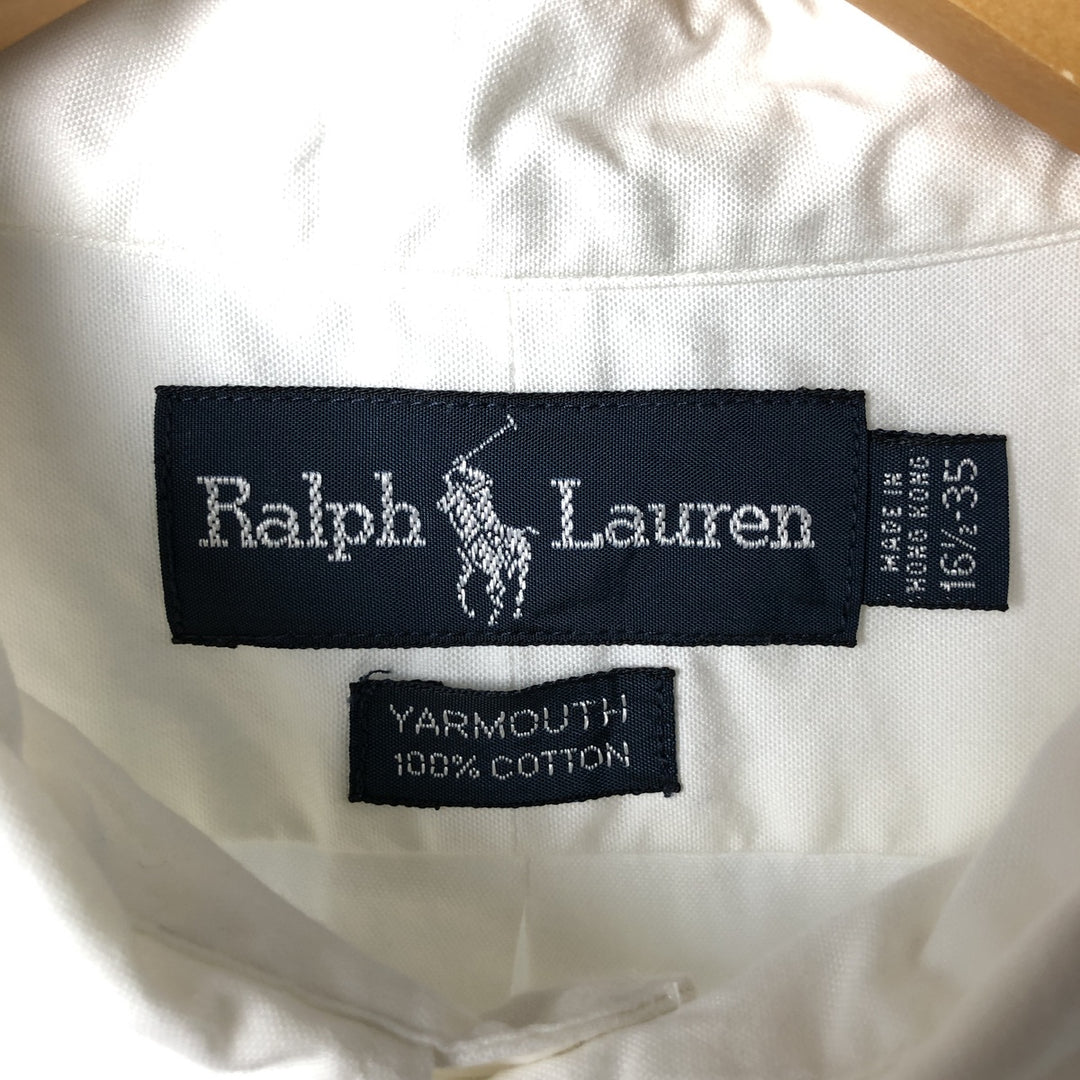 Ralph Lauren YARMOUTH long sleeve button down shirt, men's size L cotton white type Vintage Second Hand