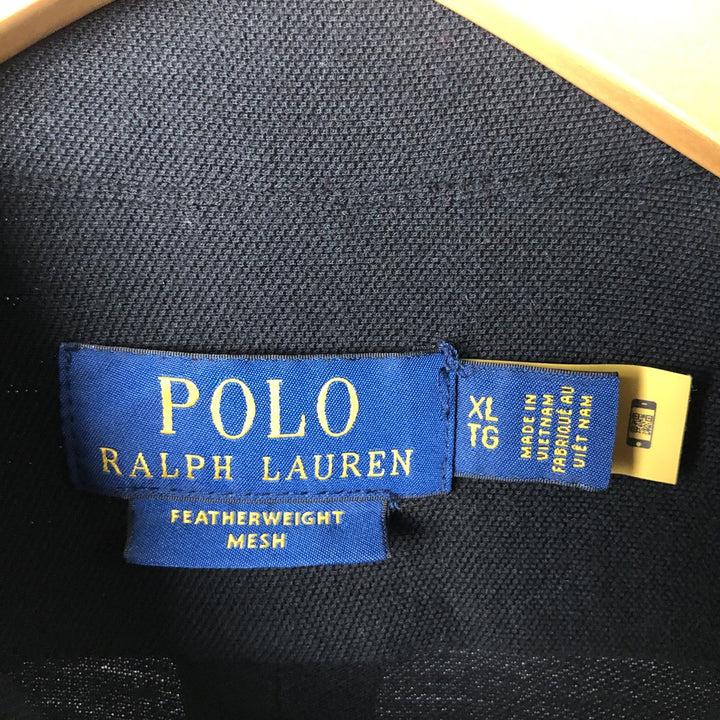 Ralph Lauren POLO RALPH LAUREN FEATHERWEIGHT MESH Pique Long Sleeve Button-Down Shirt, Men's Size XL cotton black type Vintage Second Hand