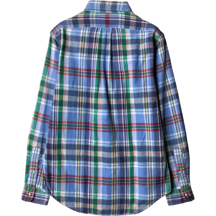 Ralph Lauren long-sleeved button-down check shirt, women's size S cotton blue type Vintage Second Hand