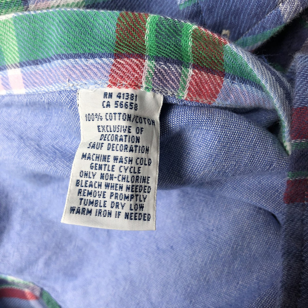 Ralph Lauren long-sleeved button-down check shirt, women's size S cotton blue type Vintage Second Hand