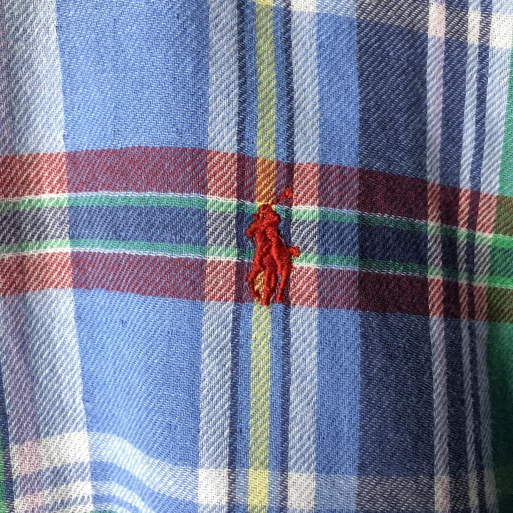 Ralph Lauren long-sleeved button-down check shirt, women's size S cotton blue type Vintage Second Hand