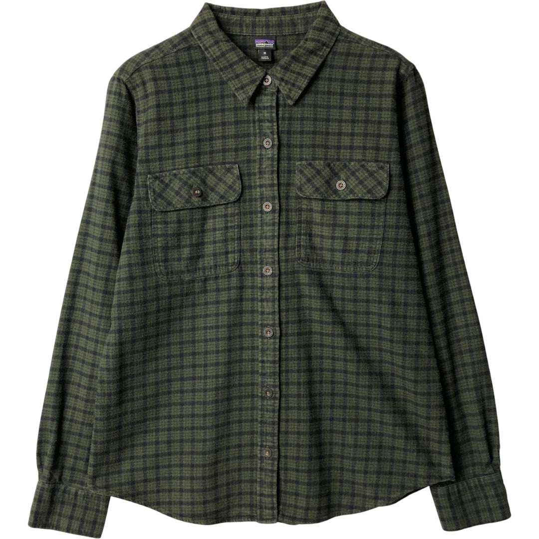 Patagonia Organic Cotton Long Sleeve Cotton Check Shirt, Women's Size Medium, 42405FA21 Organic cotton Green type dark green Vintage Second Hand