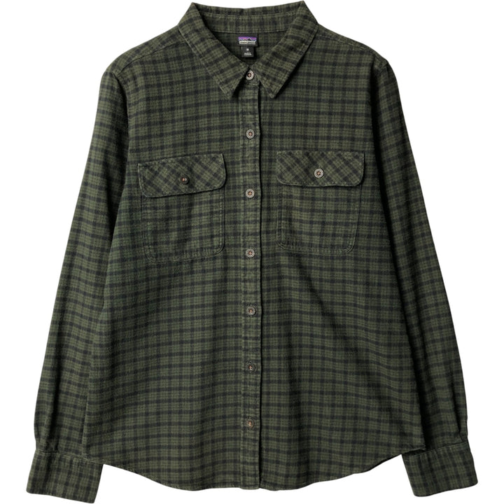 Patagonia Organic Cotton Long Sleeve Cotton Check Shirt, Women's Size Medium, 42405FA21 Organic cotton Green type dark green Vintage Second Hand