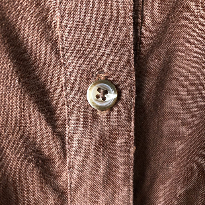 Edward long sleeve linen shirt, roll-up shirt, women's size XL linen brown type Vintage Second Hand